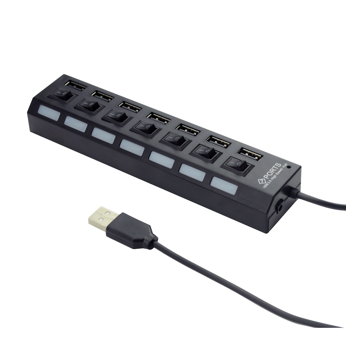 7 Porte USB ad Alta Velocità USB 2.0 + Adattatore AC ON/OFF Compatibile con sistemi Win e MacOS