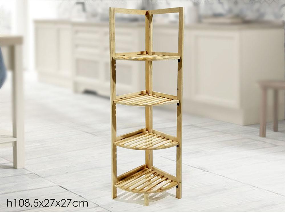 Scaffale mobile legno angolo portaoggetti 4 ripiani angoliera mensole libreria