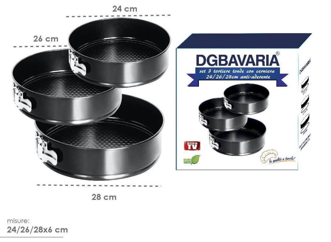 Kit 3 Tortiere Tonde Torta Pizza Teglia Per Forno Legna Tegame Forni