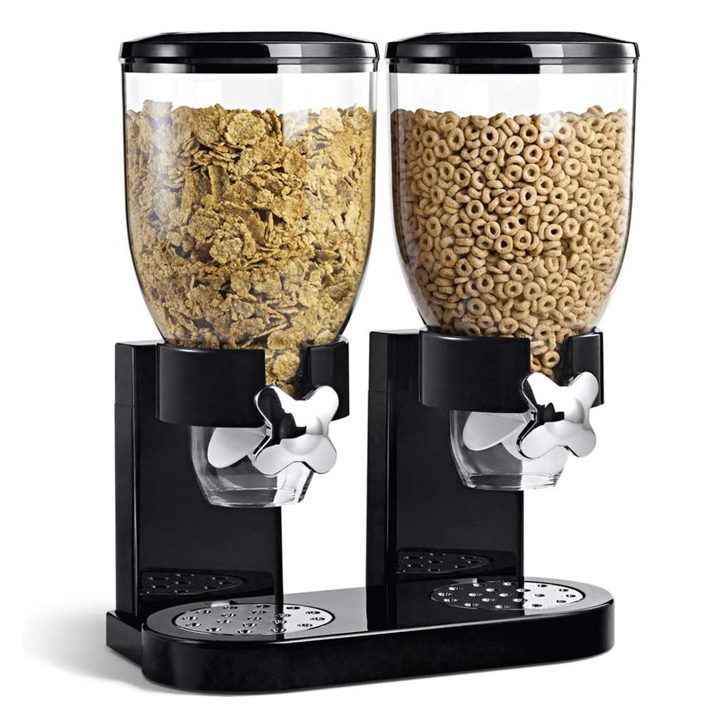 Dispenser cereali Singolo o doppio Dispenser Cibo secco di plastica Dosatore Distributore