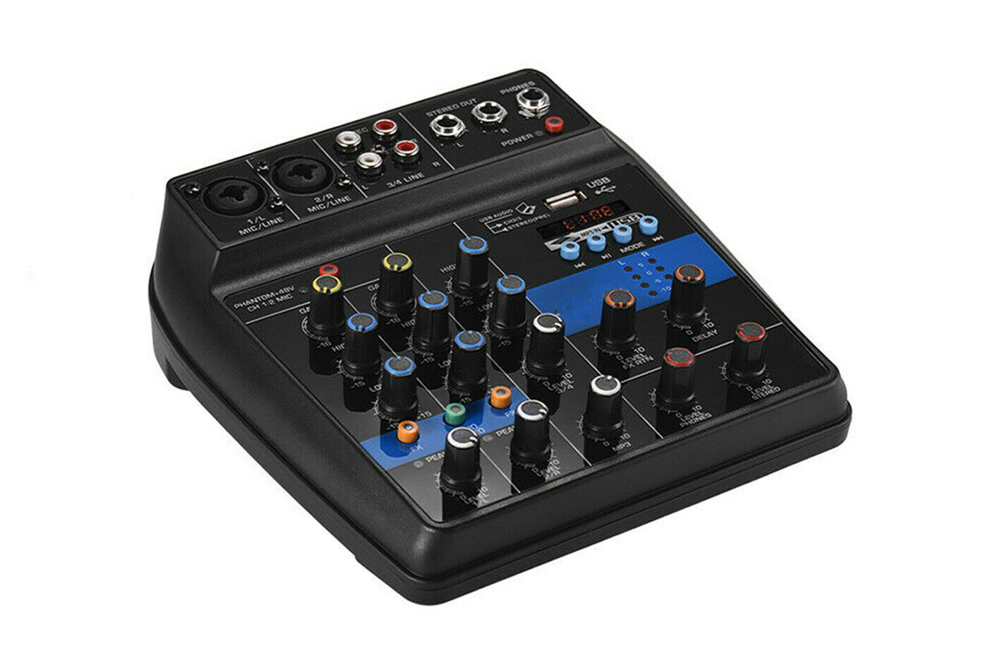 Consolle mixer audio professionale 4 canali usb karaoke mic/line mp3 F2-MB