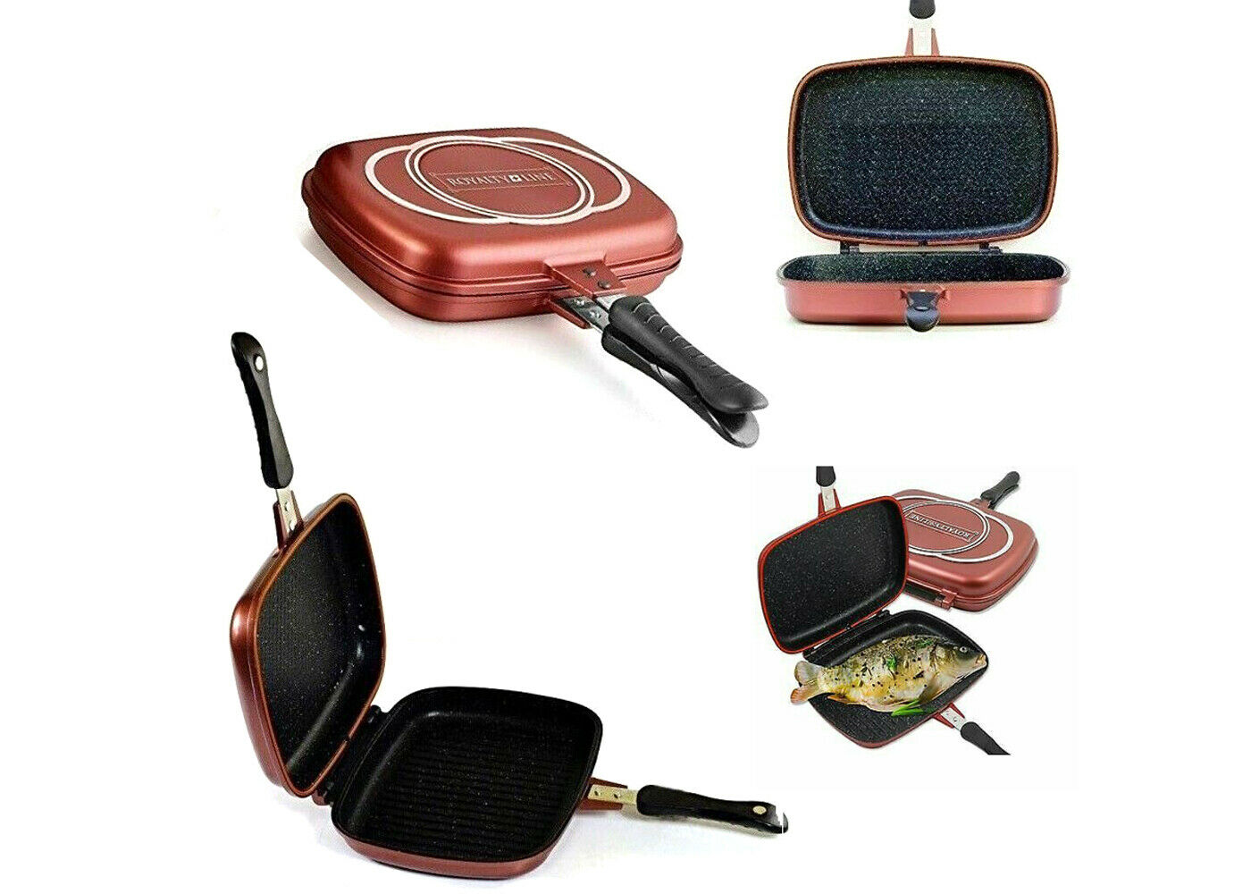 Doppia piastra royalty line cucina 32 cm rivestimento antiaderente marmo df32m