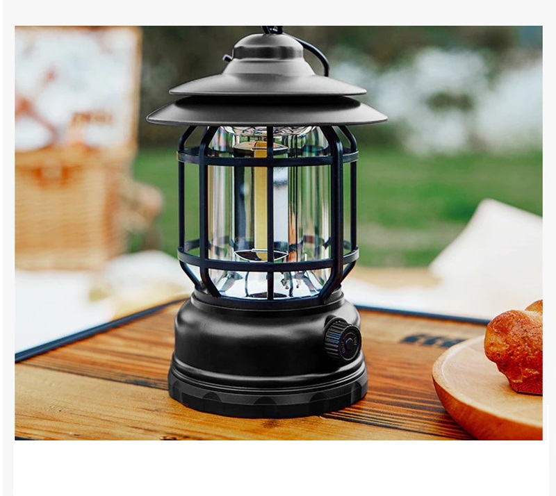 Lampada portatile luce calda regolabile cob led lanterna tocrcia campeggio