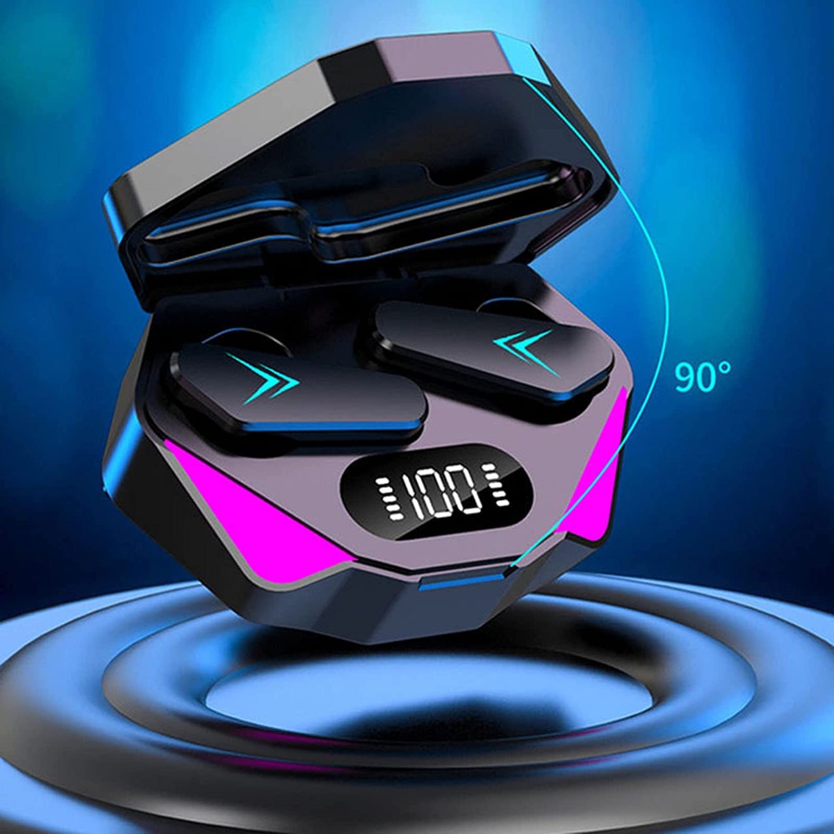 Auricolari Wireless da Gioco a Bassa latenza Cuffie ad accoppiamento Automatico Bluetooth 5.0 LED Touch Display Digitale