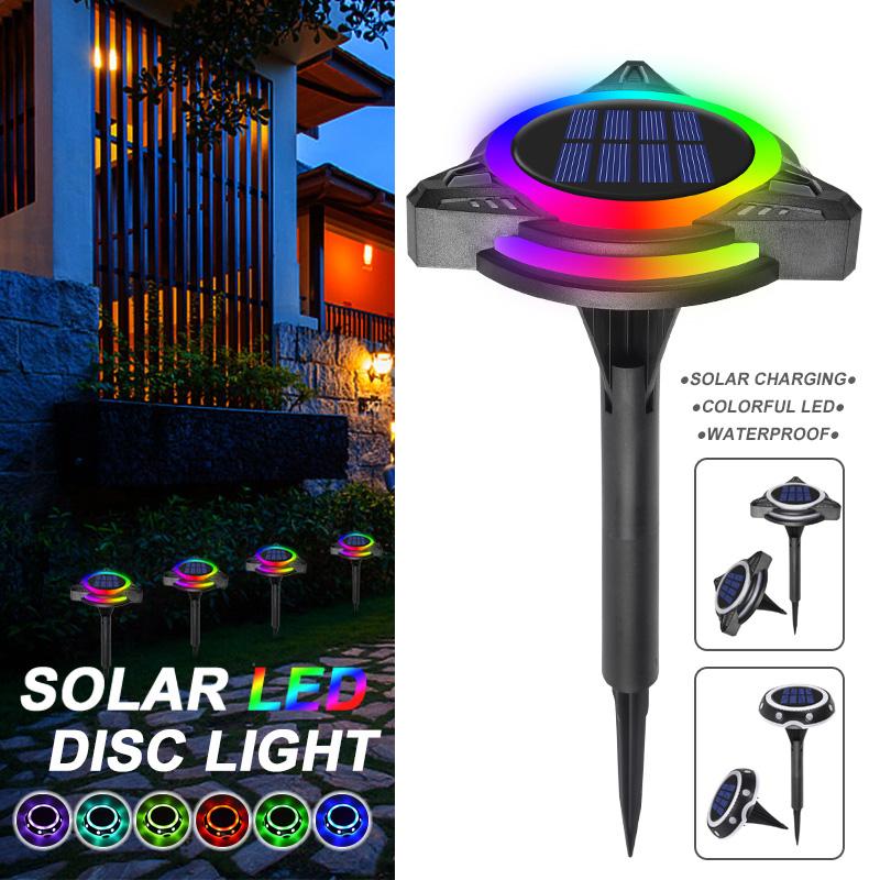 Set 4 pz Faretto Solare Luce Led RGB Triangolo da Giardino con Sensore Crepuscolare IP68