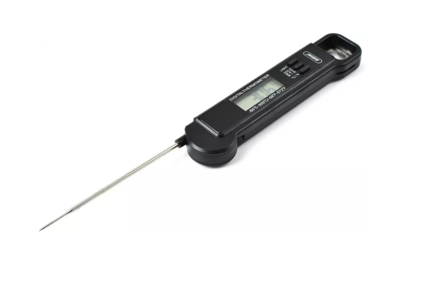 Termometro Digitale Alimentare – Sonda in Acciaio Inox Retrattile, Conversione °C/°F, Display Ampio