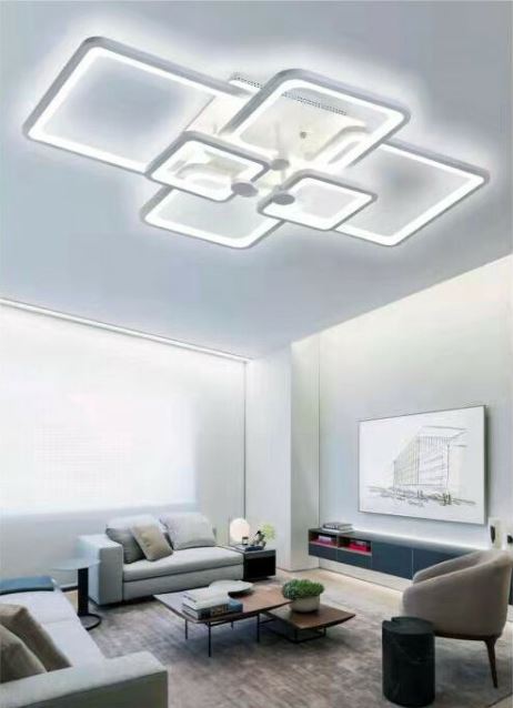 Lampadario da Soffitto a Led Moderno plafoniera da 70 watt con 6 quadrati Bianco Naturale 4000K