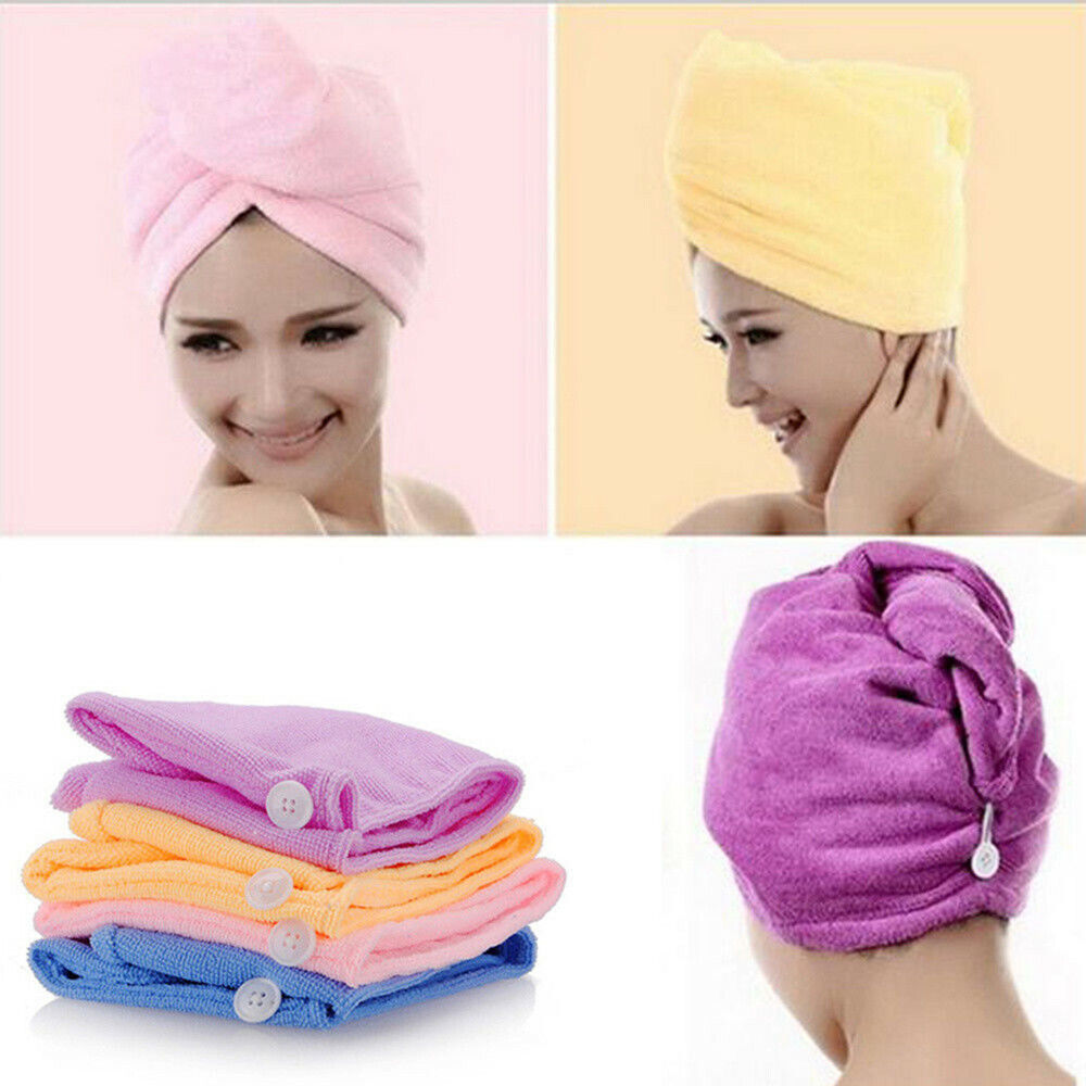 Set da 5 pezzi asciugamano capelli turbante microfibra shampoo bagno doccia super assorbenti