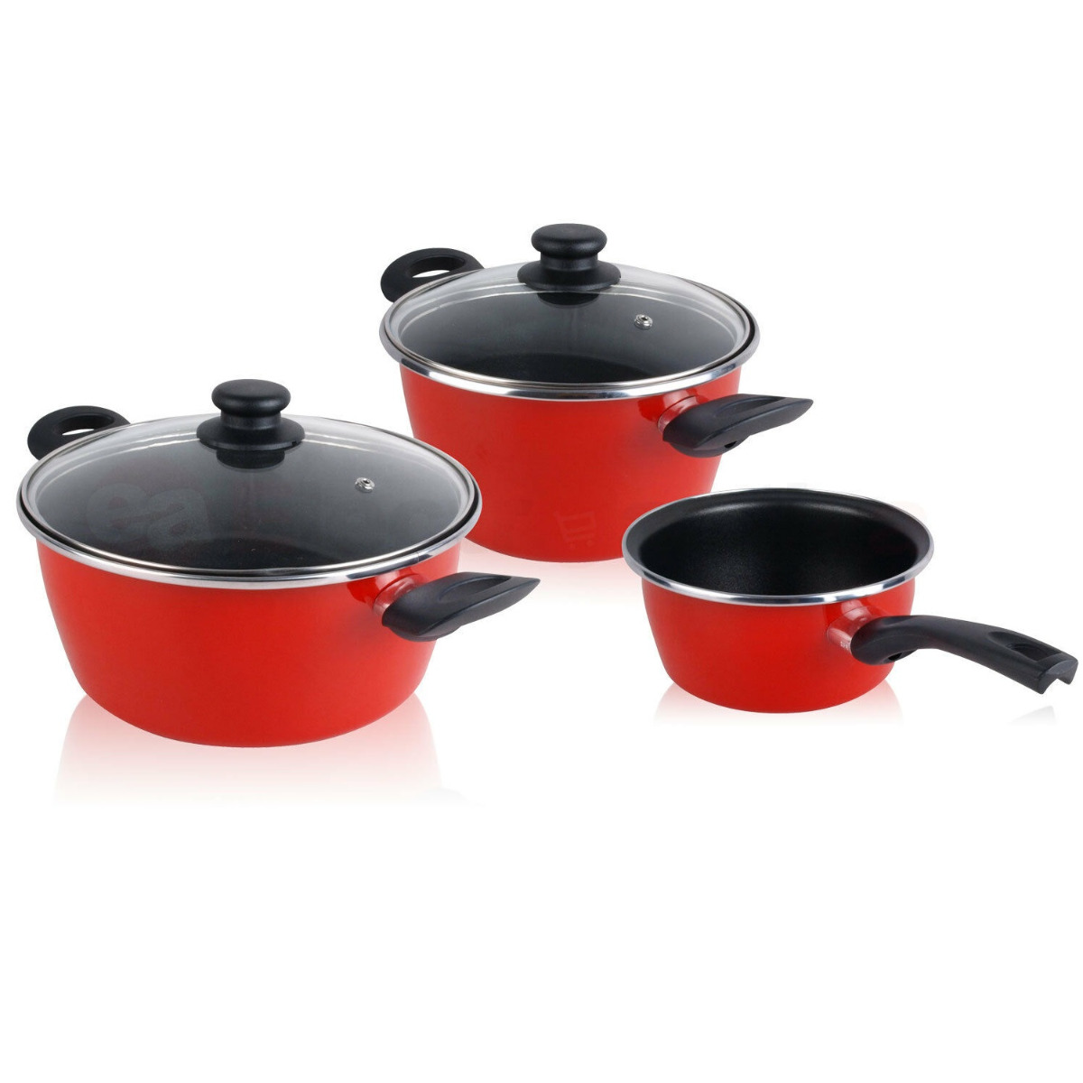 Set Pentole da cucina a induzione 5 pezzi:  3 pentole e 2 coperchi Magefesa Rosso
