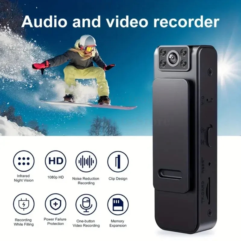 Mini Telecamera Tascabile WiFi 1080P con Visione Notturna – Videocamera Indossabile con Clip e Magnetica, Obiettivo Rotante Grandangolare, Registrazione Loop per Sicurezza, Auto e Uso Quotidiano