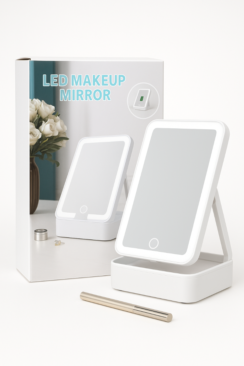 Specchio Trucco con LED Touch– Specchio Make-up Regolabile da Tavolo con Luce Bianca