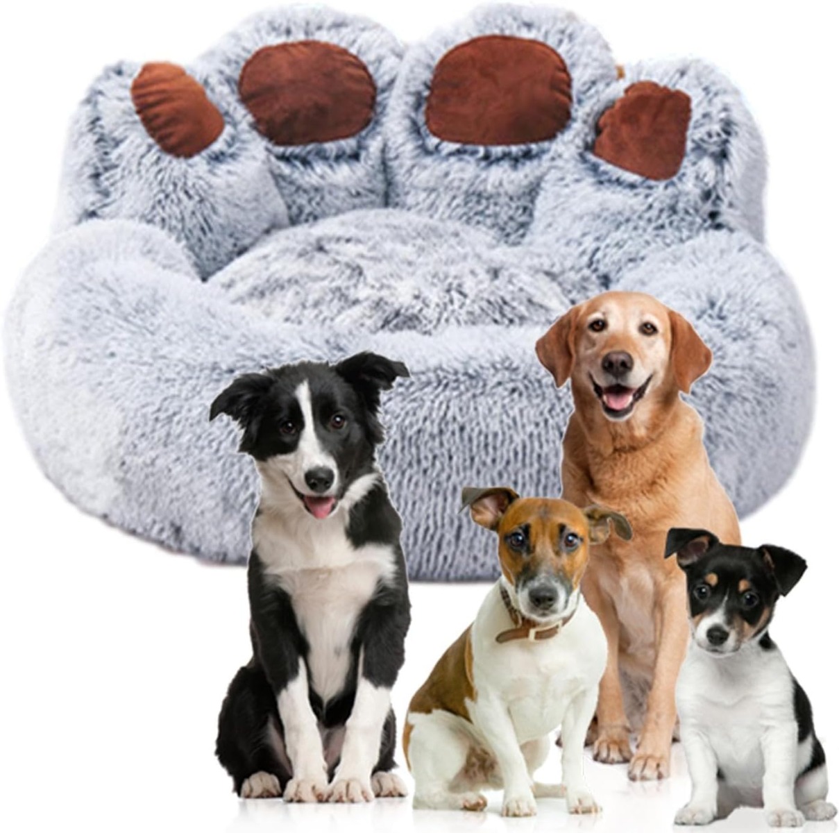 Senny – La Cuccia per Cani a Forma di Zampa 60 Cm , Calda e Accogliente Grigio