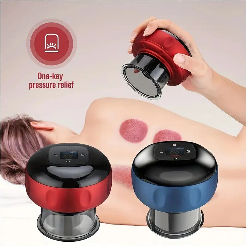 Massaggiatore a Coppettazione con Calore e Vibrazione – Dispositivo Intelligente Riscaldante con Aspirazione Regolabile, Rilascio Pressione One-Key, USB Ricaricabile – Cupping Elettrico per Schiena, Spalle, Gambe e Sollievo Muscolare