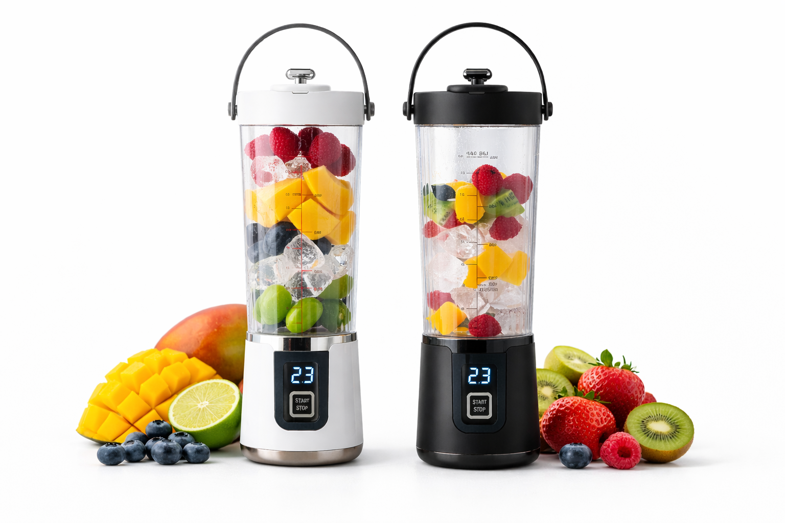 Frullatore Portatile Ricaricabile USB-C 600 ml con Display Digitale e Lame in Acciaio Inox