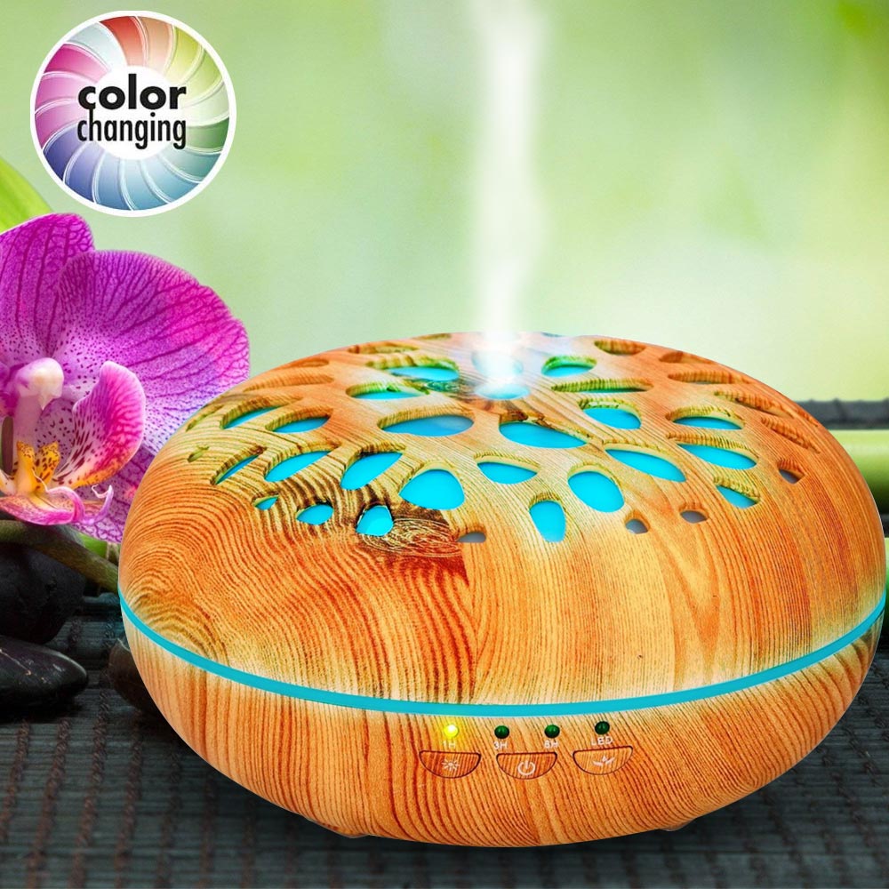 Diffusore Aromi Usb Led 5 Colori Aromaterapia Olio Profumato Effetto Legno