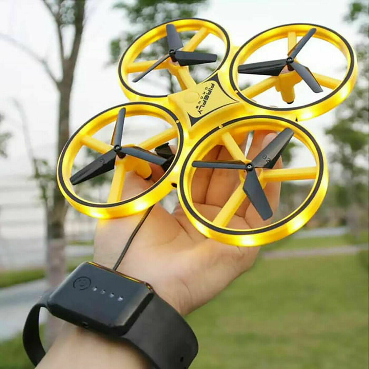 Drone quadicottero con led controllo remoto sensori di movimento con bracciale