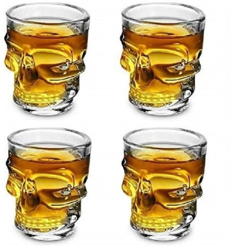 Set di 6 Bicchierini per Shots e Chupitos Bicchierino Whisky Vodka  Rum e Liquori a forma di Teschio Tazzine Resistenti in Vetro di Alta Qualità