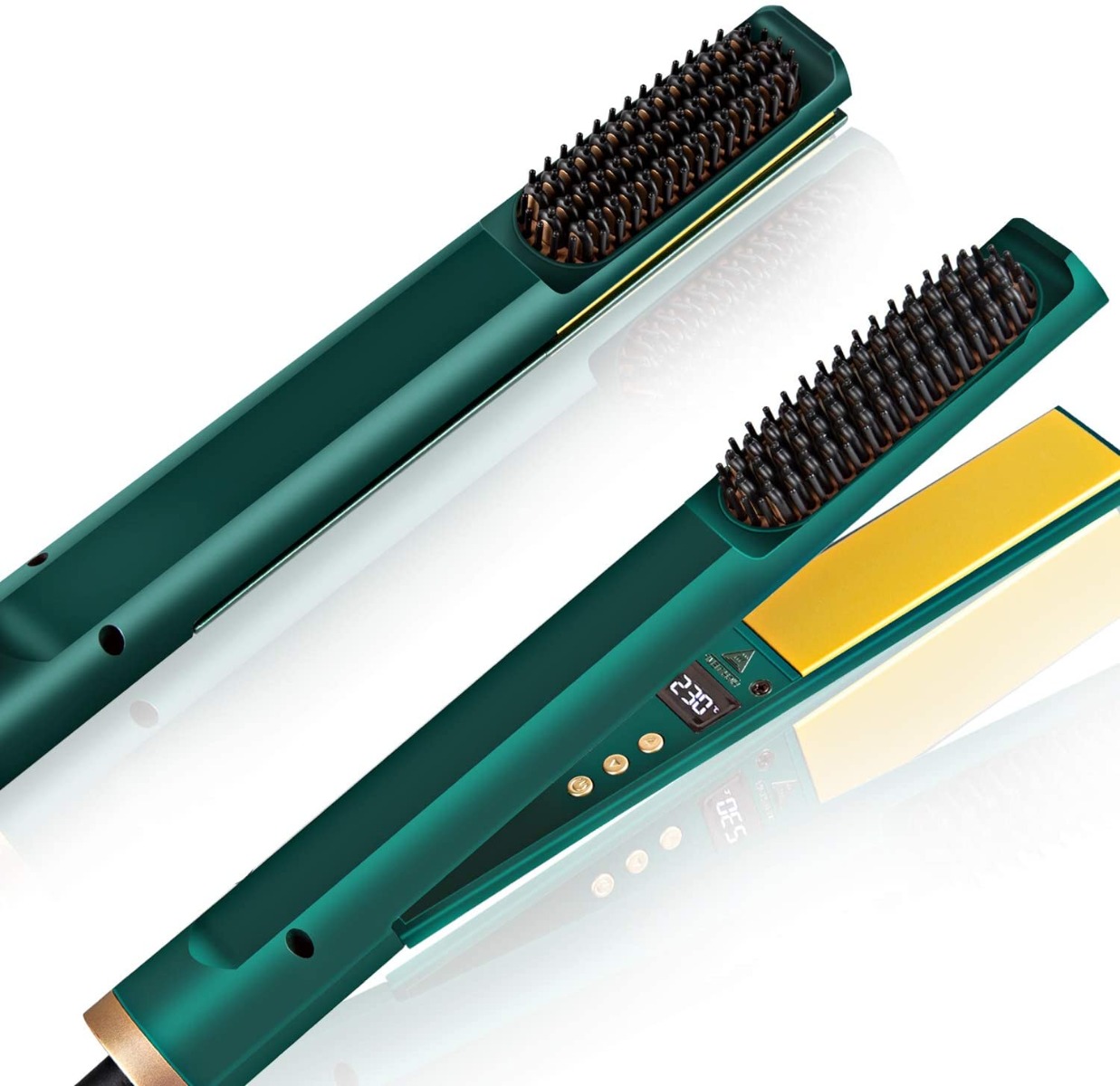 Piastra per capelli professionale 3 in 1  in ceramica e spazzola per la temperatura regolabile utilizzabile su capelli bagnati o secchi