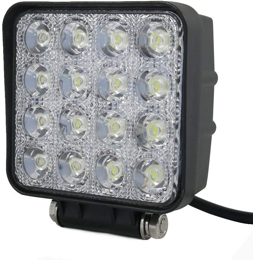 Luce da lavoro quadrata per auto 50 MM 48W 9v-36V 16 LED per Moto Barche Fuoristrada 4×4 Camion SUV