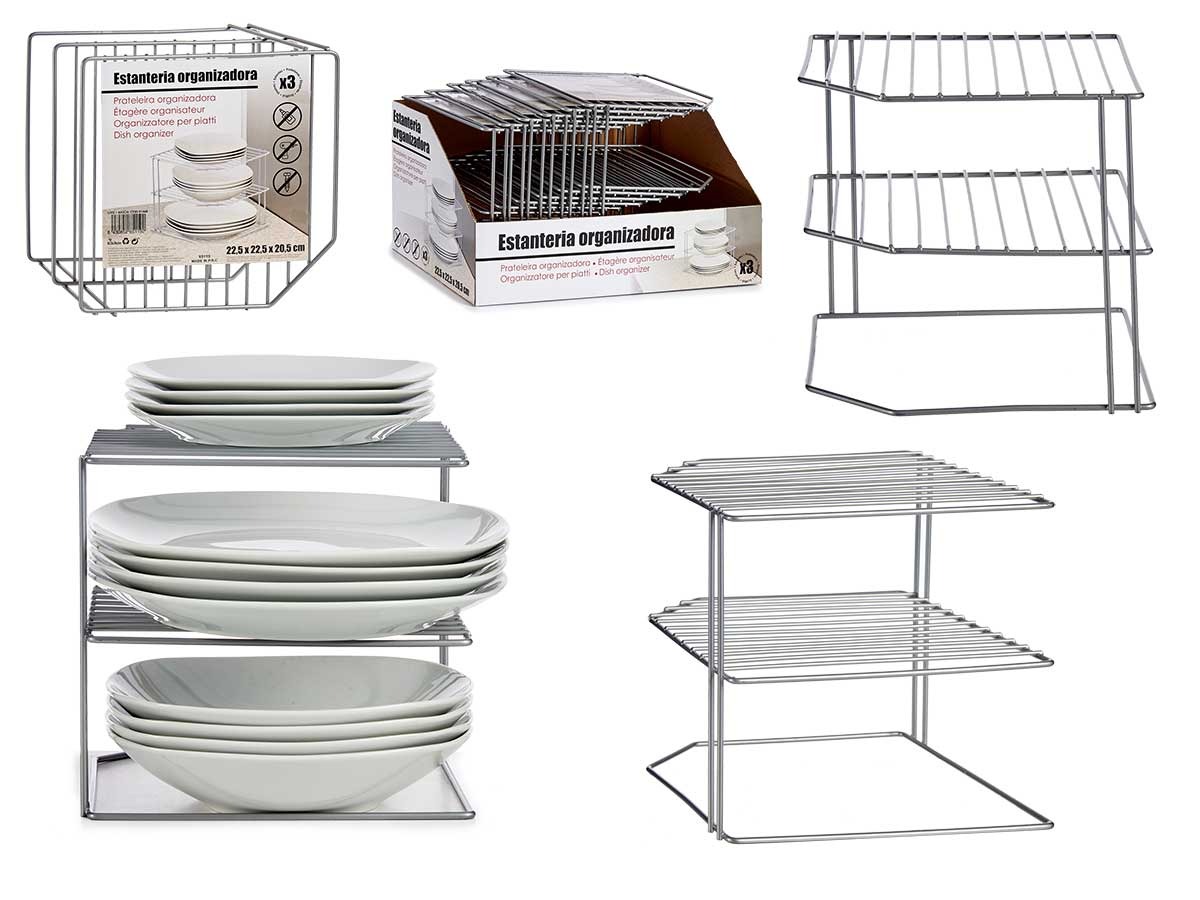 Organizer portapiatti da cucina ad angolo per armadio o penisola design elegante in acciai