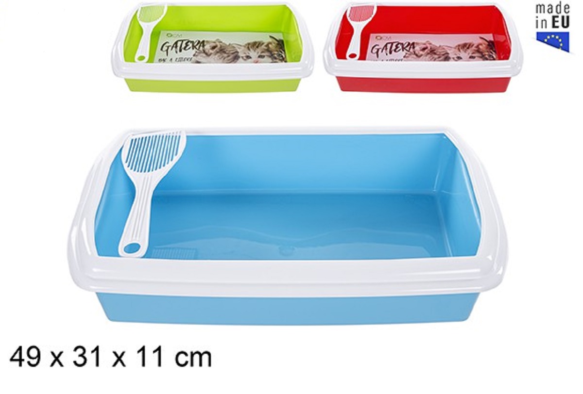 Lettiera per gatti con pala in plastica colorata 49 x 31 x 11 cm