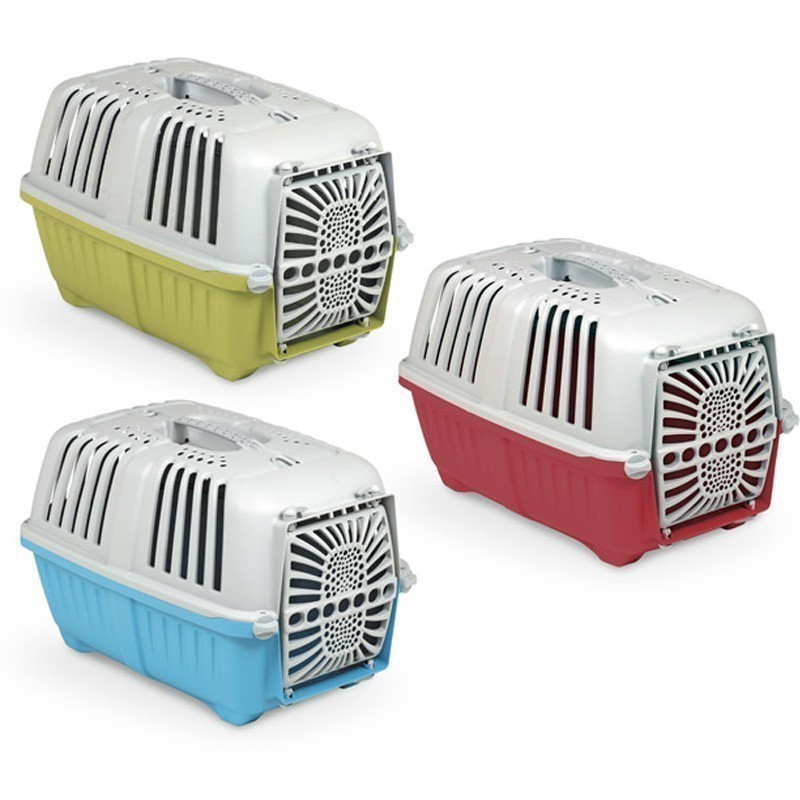 Trasportino pratico trasporto cani cane gatti auto viaggio con porta in plastica 48×31,5x33h cm