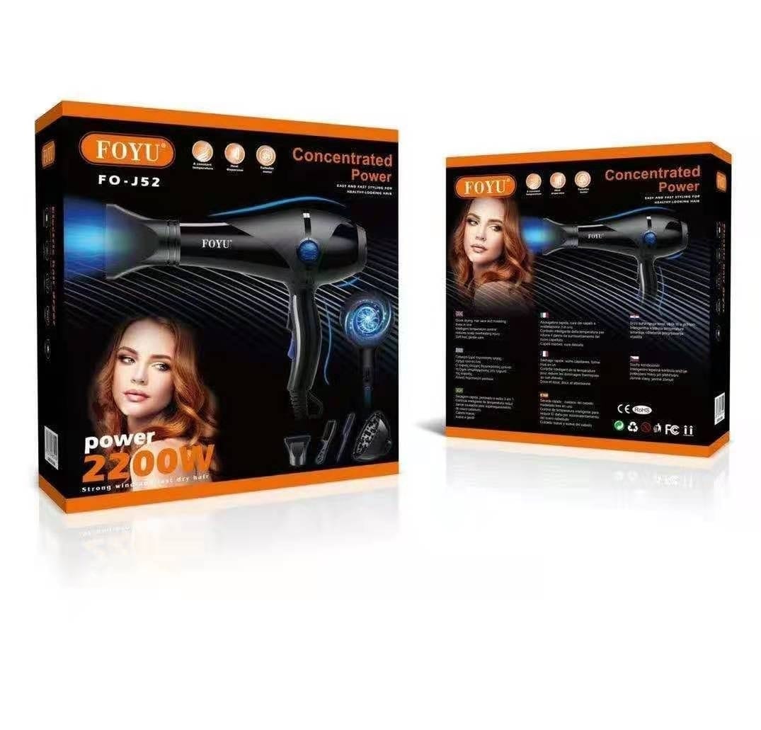 Asciugacapelli phono 2200 watt capelli professionale foyu fo-j52
