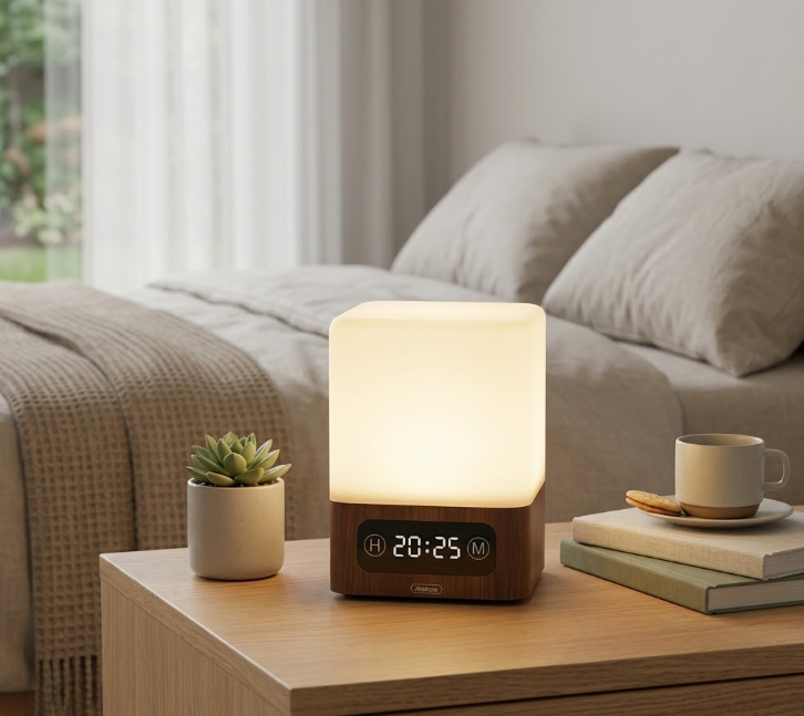 Lampada da Tavolo a LED con Luce Notturna, Display Digitale e Design Moderno