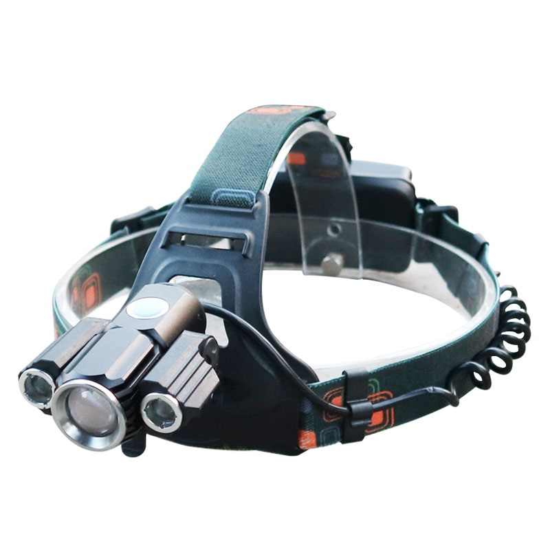 Lampada frontale 3 led pile ricaricabile auto torcia da testa sport pesca